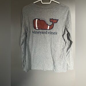Vineyard Vines Football Heather Gray Long Sleeve Tee